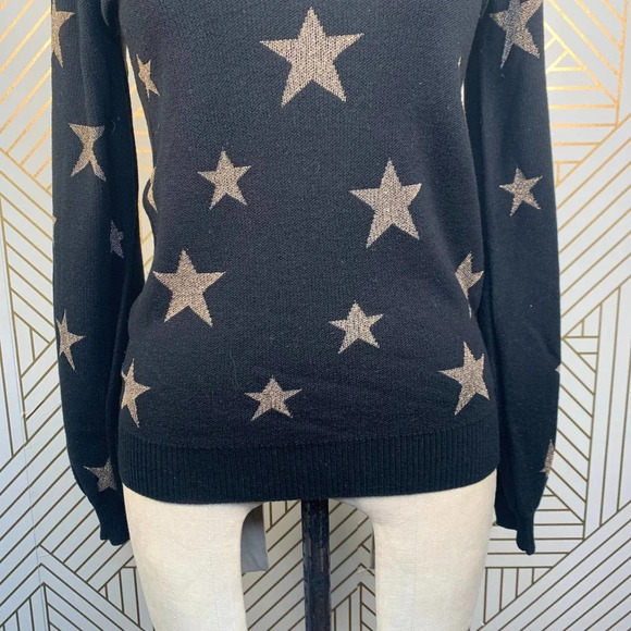 Chaser Gold Star Intarsia Bishop Sleeve‎ Sweater - Picture 4 of 12